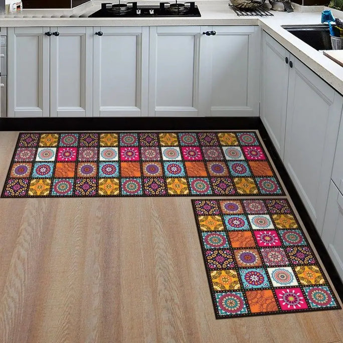 Geometric Anti-Slip Kitchen Mat